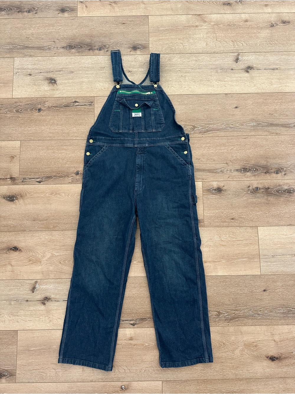 Liberty Denim Bib Overalls 38x30 Dark Wash Green